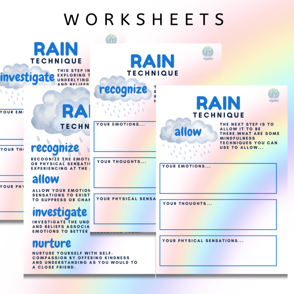 RAIN Technique Poster + Worksheets (Digital Download) For Discount