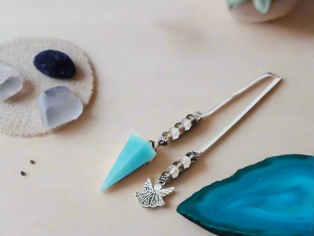 Angelite Pendulum with Angel Chain – Connect with Your Guardian Angels Supply