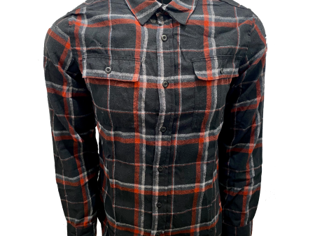 Black Burgundy Gray Plaid Flannel on Sale