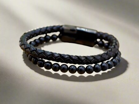 Black Agate Leather Bracelet – Balance and Protection for Everyday Wear For Discount