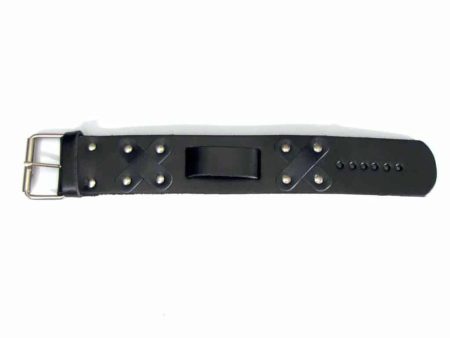 X  Studded Black Leather Watchband on Sale