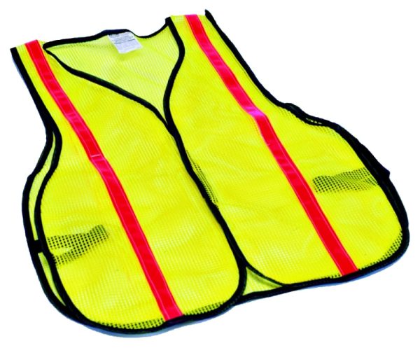 Safety Works SWX00354 High-Visibility Safety Vest, One-Size, Polyester, Lime Yellow, Hook-and-Loop For Sale