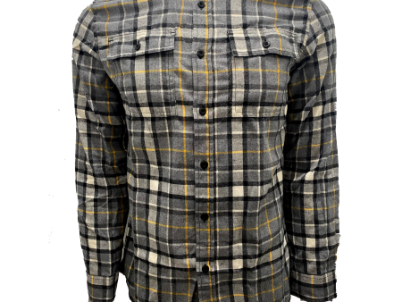 Charcoal Gray Mustard Plaid Flannel For Sale