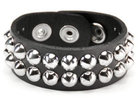 2 Row Cone Stud Wristband For Cheap