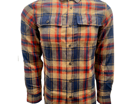 Rust Navy Orange Plaid Flannel Hot on Sale