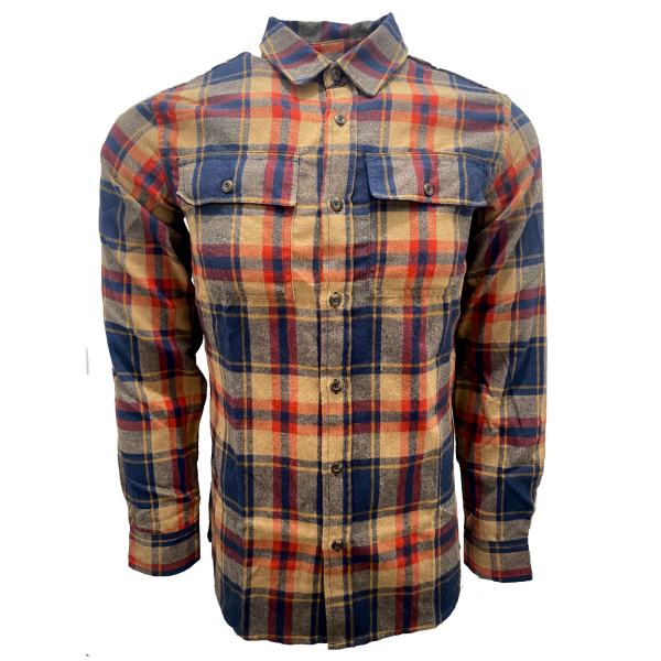 Rust Navy Orange Plaid Flannel Hot on Sale