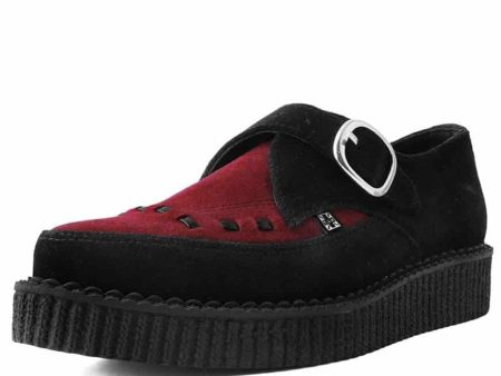 TUK Burgundy Suede Pointed Creeper A9592 Hot on Sale