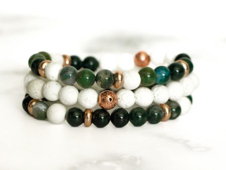 Nature s Healing Moss Agate 3pc Bracelet Hot on Sale