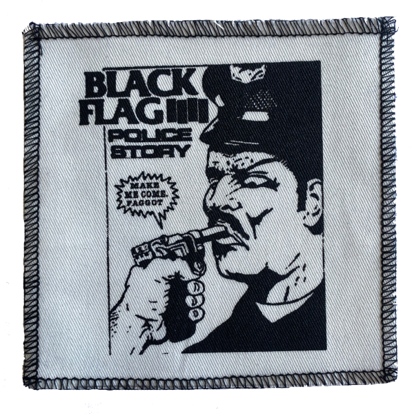 Black Flag White Police Story Cloth Patch on Sale