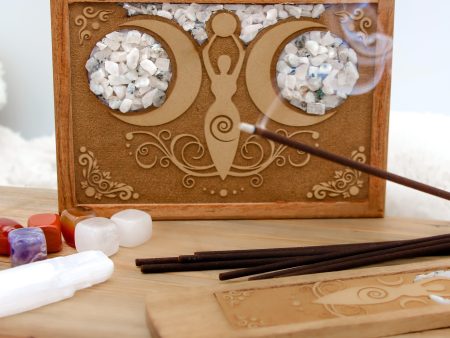 Moonstone Moon Goddess Wood Box 5 x 7  Cheap