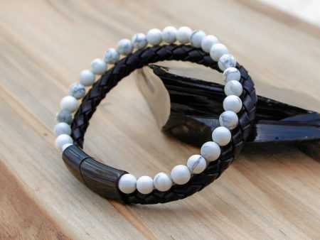 Quiet Mind White Howlite Leather Bracelet – Find Your Calm, Anytime, Anywhere Online