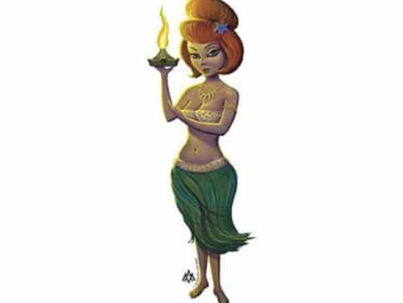 Aaron Marshall Red Head Hula Girl Sticker For Sale