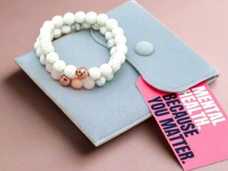 Self Love Rose Quartz + Howlite Gemstone Bracelet Set Fashion