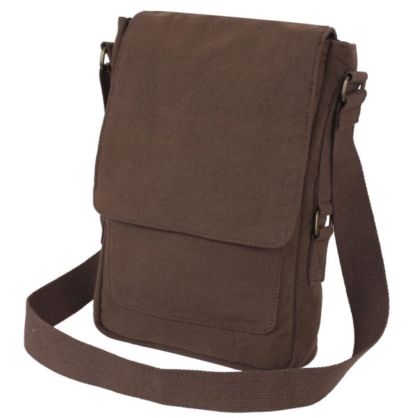 Brown Vintage Canvas Military Tech Bag Online now