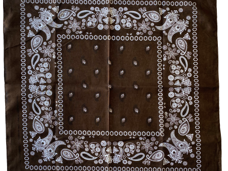 Brown Paisley Cotton Bandana For Sale