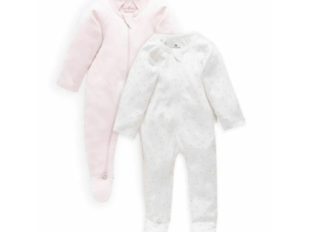 Purebaby 2 Pack Organic Sleepsuit Purebaby Australia - Pale Pink Melange (Girl) For Cheap