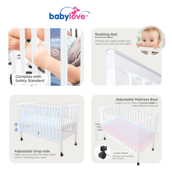 Babylove Solid Wood Cot ( 120x60cm ) Online