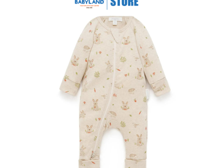 Purebaby Organic Printed Zip Growsuit Bunny Print Discount