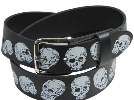 Skull Embossed Leather Belt Cheap