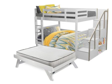 [PRE-ORDER] Snoozeland Snowberry Super Single Bunk Bed with Staircase and Pull Out Single Raising Trundle Online