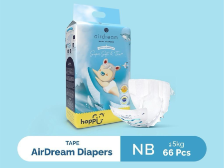 Hoppi Airdream Baby Diapers Tape NB (66 Packs) on Sale