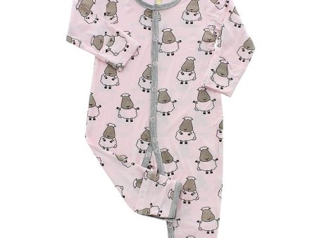 Baa Baa Sheepz Romper Snap Big Sheepz Pink With Grey Border - 6M Hot on Sale