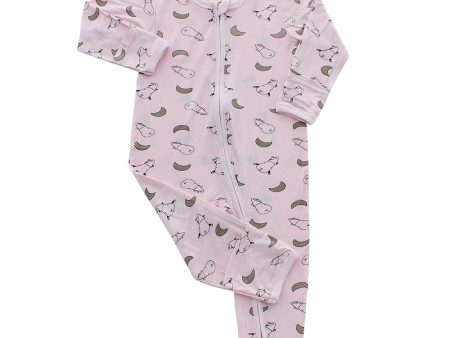 Baa Baa Sheepz Romper Zip Small Moon & Sheepz Pink For Discount