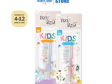 BZU BZU Kids Oral Care Travel Kit 3+ Years (Strawberry Toothpaste + Pink Toothbrush) For Sale