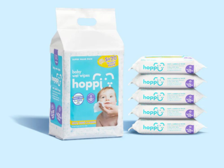 Hoppi Baby Wet Wipes (20s  x 5) For Sale