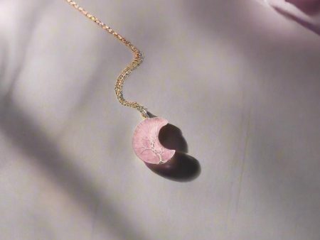 Rose Quartz Crescent Moon Gemstone Necklace – Love, Comfort, and Healing Energy Cheap