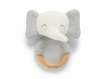 Purebaby - Organic Elephant Rattle Grey (0m+) on Sale