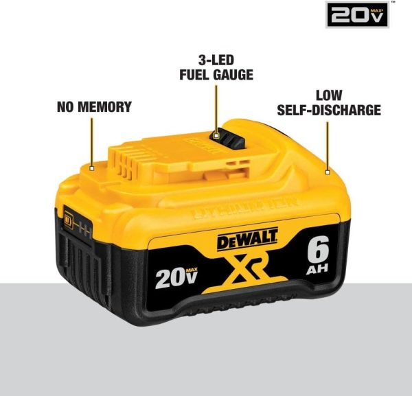 DEWALT 20V Max Battery, Premium 6.0Ah Supply