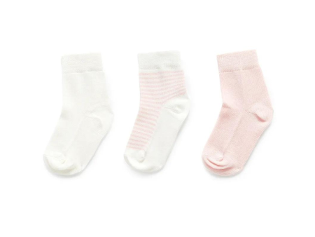 Purebaby 3 Organic Sock Pack - Pale Pink Pack Supply