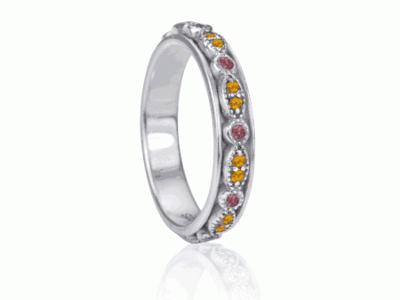 Solar Crystal Fidget Ring with Pink Tourmaline and Citrine Stones Discount