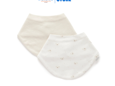 Purebaby Organic Vanilla Bear 2 pack Essential Dribble Bib Online now