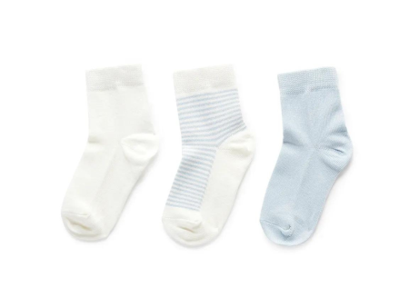 Purebaby 3 Organic Sock Pack - Pale Blue Pack Fashion