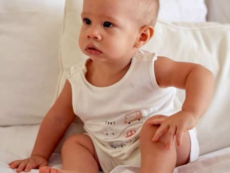 Joey&Mom Sleeveless Bamboo Romper (0-3m) on Sale