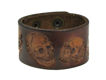 Skull Embossed Leather Wristband Online Hot Sale