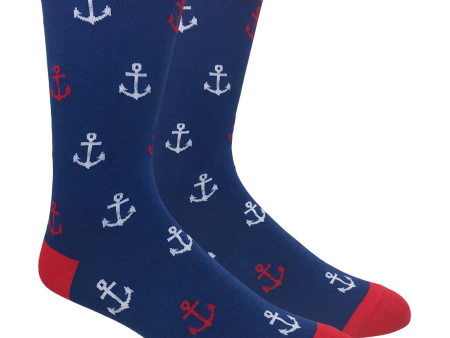 Red and Blue Anchor Crew Socks Hot on Sale