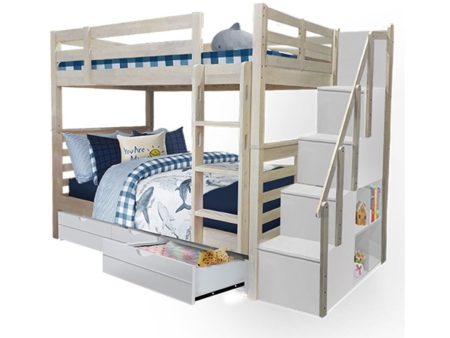 [PRE-ORDER] Snoozeland Huckleberry Super Single Bunk Bed with Staircase and Underbed 3 Drawers on Sale