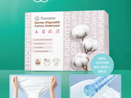 Purcotton 100% Cotton Women Disposable Cotton Underwear M L Size (8pcs) For Cheap