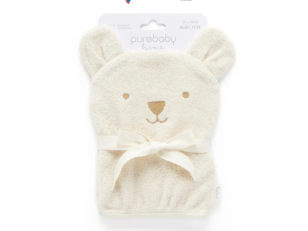 Purebaby Organic Bear Bath Mitt - Wheat Melange Bear Cheap