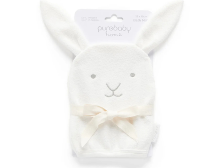 Purebaby Organic Bunny Bath Mitt - Vanilla Bunny Online Hot Sale