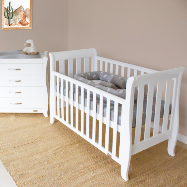 [Pre-Order] Babyhood Classic Sleigh 4-in-1 Cot - White Online now