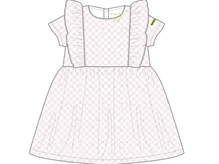 Hamako Tencel Baby Kids Frill Dress Stary Gingham on Sale