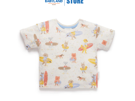 Purebaby Organic Kids Surfing Dogs Relaxed Tee Hot on Sale