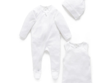 Purebaby Organic Baby Everyday Pointelle Pack - White Sale