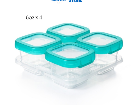 Oxo Tot Baby Blocks Plastic Freezer Storage Containers Set Teal (6oz 180ml) on Sale