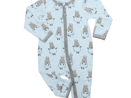 Baa Baa Sheepz Romper Zip Big Sheepz Blue With Grey Border Sale