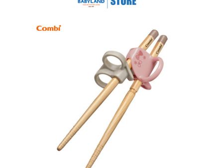 Combi Baby Education Chopsticks Wood Right Hand - Pink Online Sale